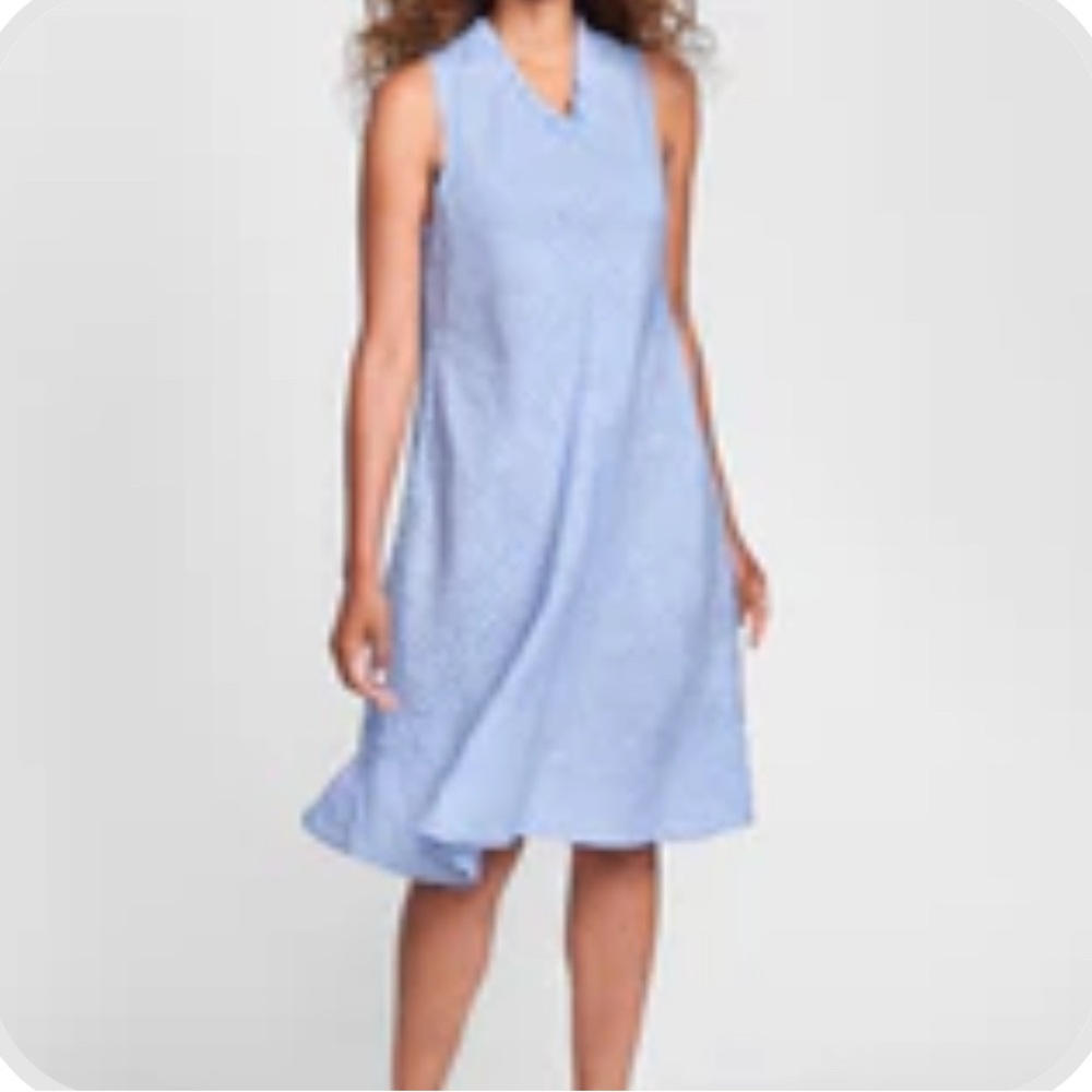 NWOT FLAX Sleeveless Blue Stripe Linen Shift Dress